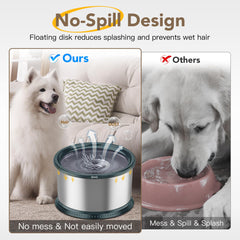 Twinsing stainless-steel dog water bowl delivers durability and easy cleaning for messy drinkers.