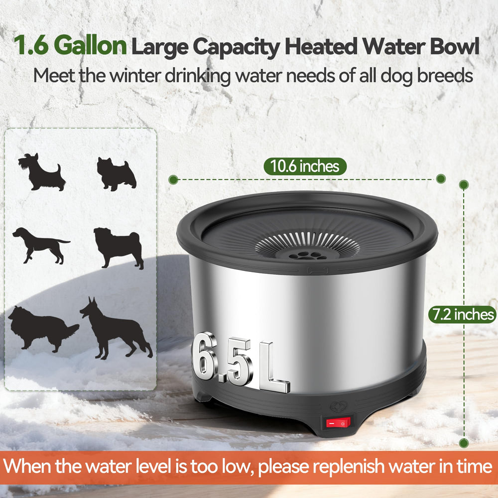 Twinsing stainless-steel heated bowl interior provides quick warm water in cold weather.