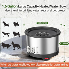 Twinsing stainless-steel heated bowl interior provides quick warm water in cold weather.