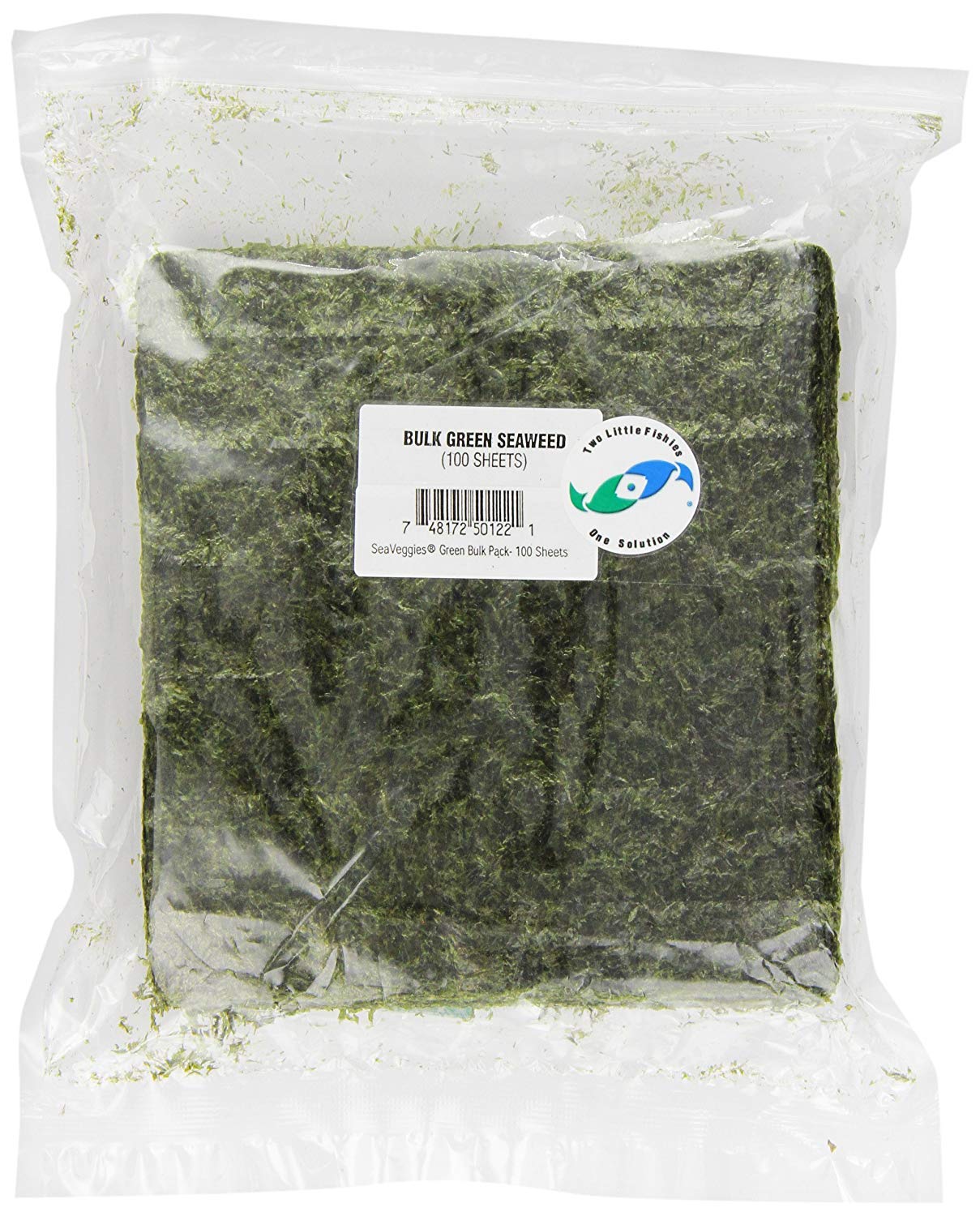 Two Little Fishies Sea Veg-Green Seaweed sheet pack for herbivorous aquarium fish feeding