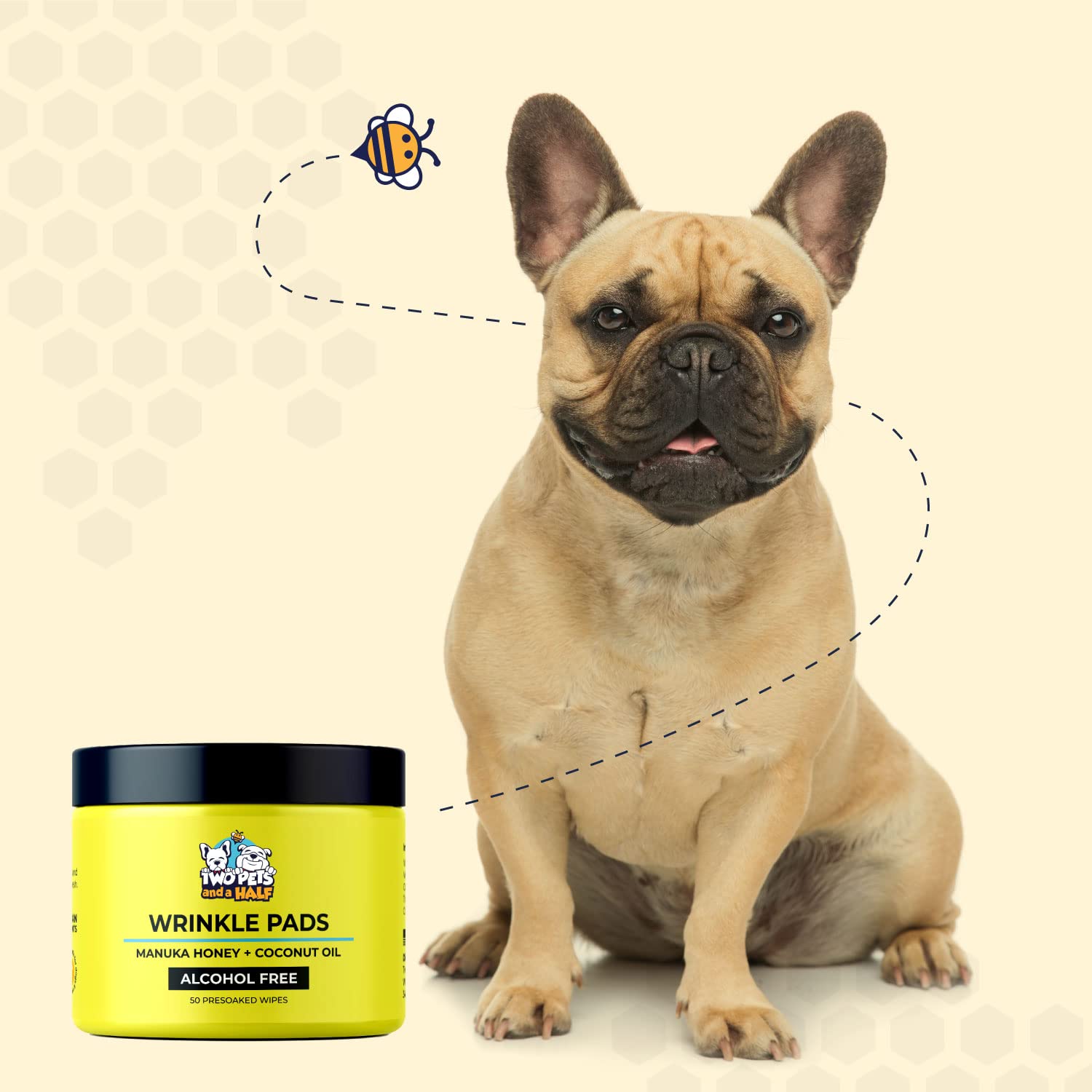 Two Pets and a Half wrinkle wipes easy-grip design enables smooth application