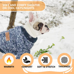 Two-piece dog sweater pattern side view shows easy-on, off wear for small breeds.