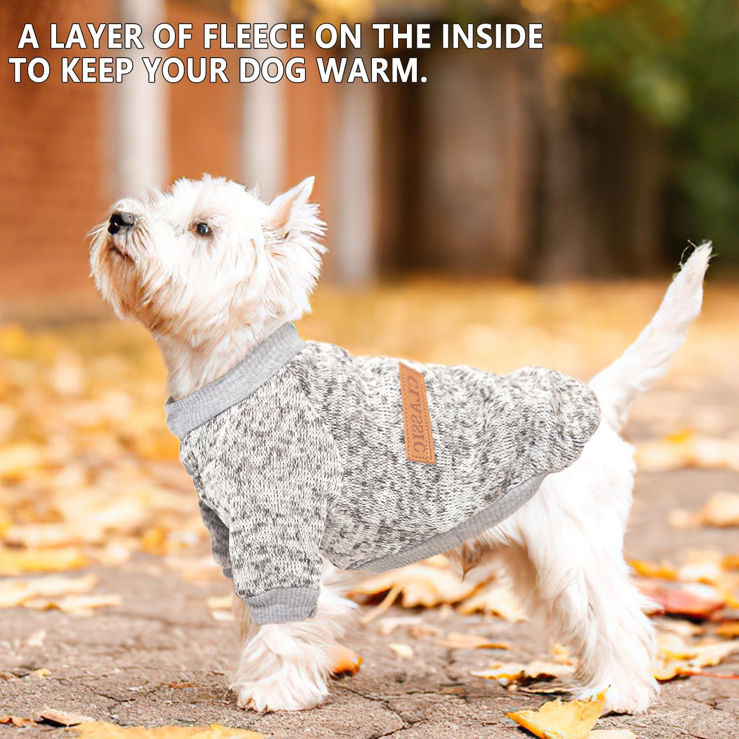 Two-piece dog sweaters small set size chart illustration helps you pick the right fit