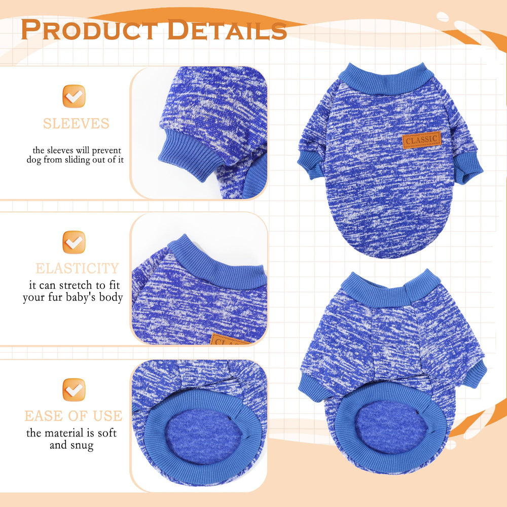 Two-piece dog sweaters soft-knit closeup shows breathable fabric for comfort.