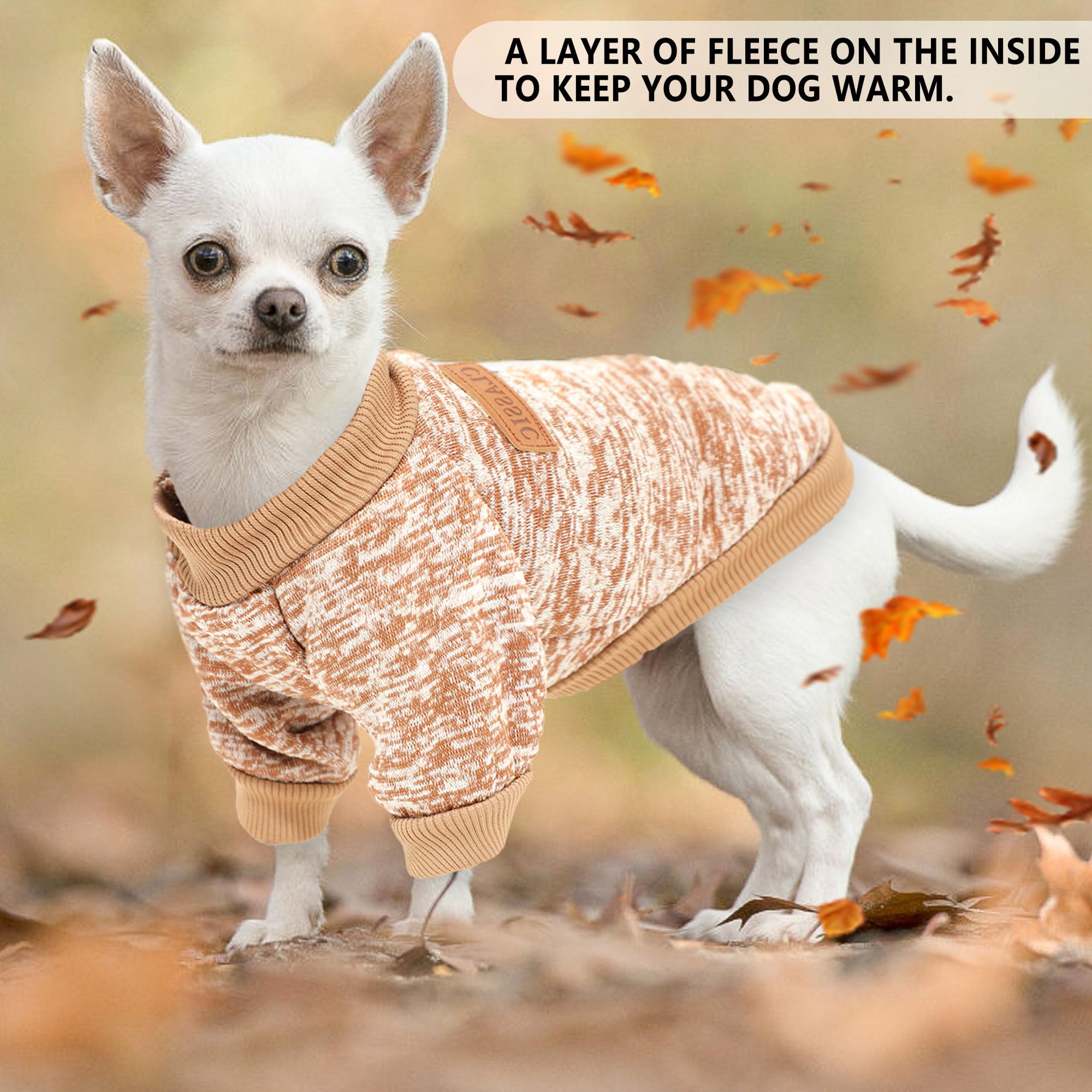 Two Pieces Dog Sweaters brown-grey closeup emphasizing soft fabric and color