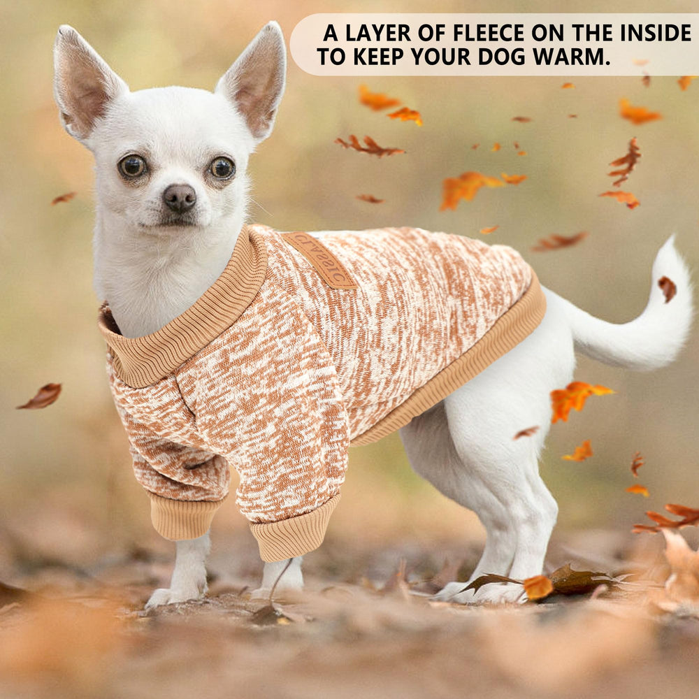 Two Pieces Dog Sweaters brown-grey closeup emphasizing soft fabric and color