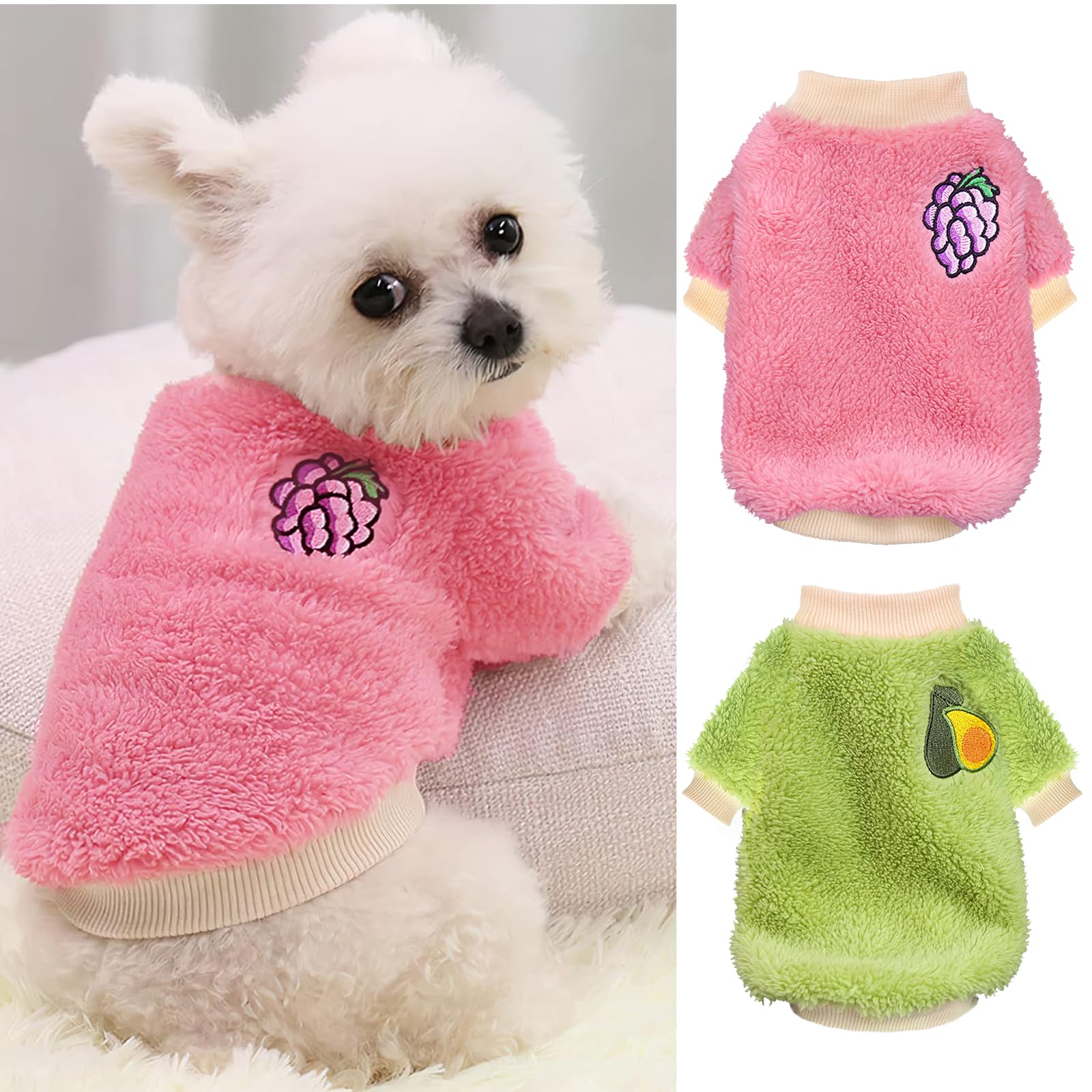 Two Pieces Puppy Sweaters front view—cozy warmth for small dogs during chilly days.
