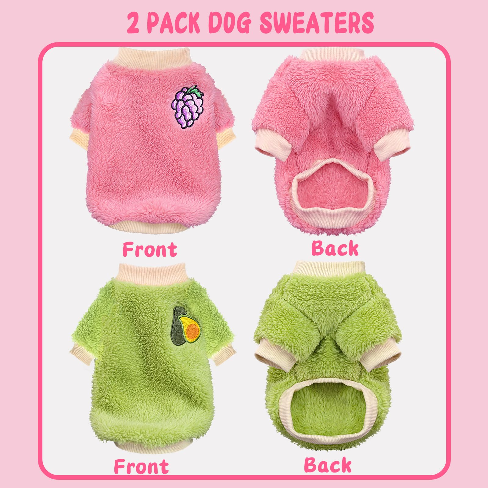 Two Pieces Puppy Sweaters side view—snug fit for Chihuahua and Yorkie on walks.