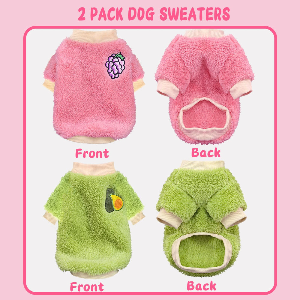 Two Pieces Puppy Sweaters side view—snug fit for Chihuahua and Yorkie on walks.