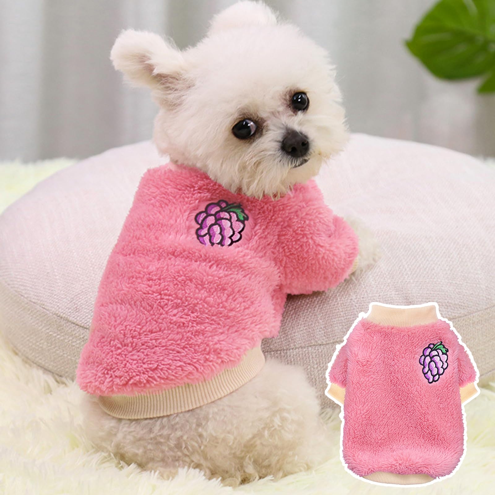 Two Pieces Puppy Sweaters size chart—helps pick the right fit for small breeds.