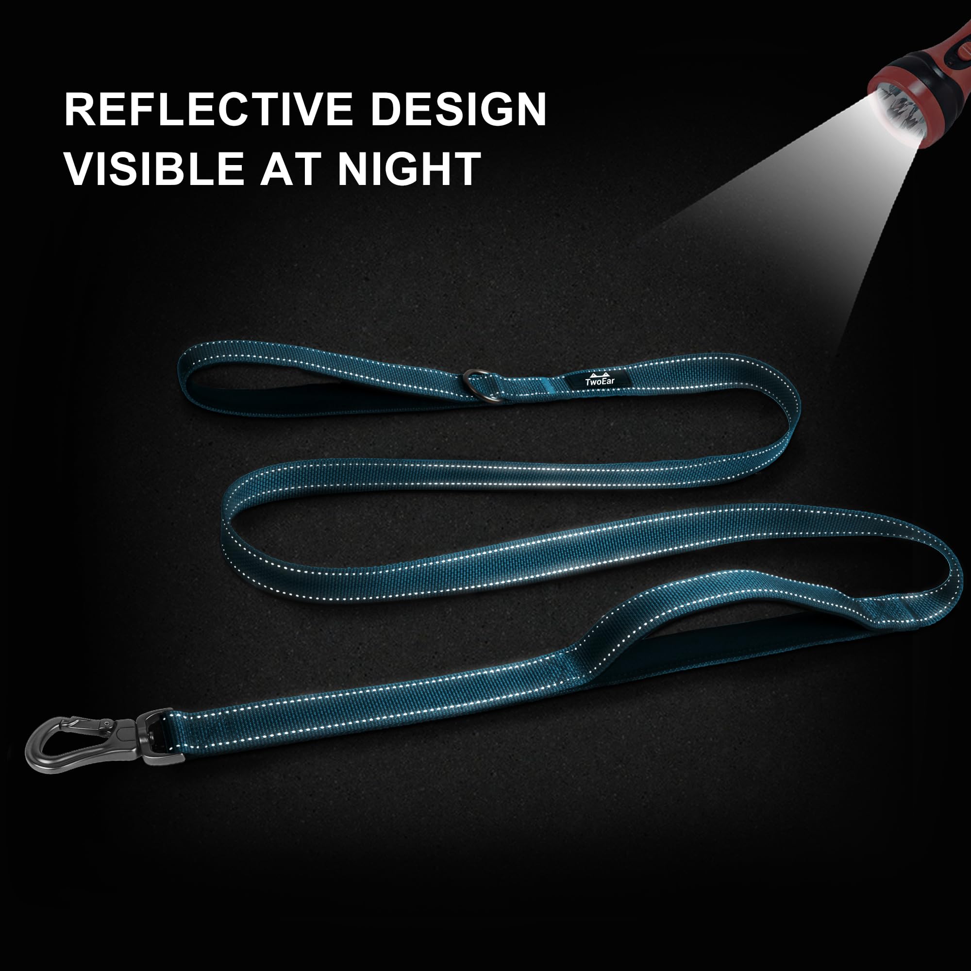 TwoEar durable nylon leash built to resist daily pulling and wear