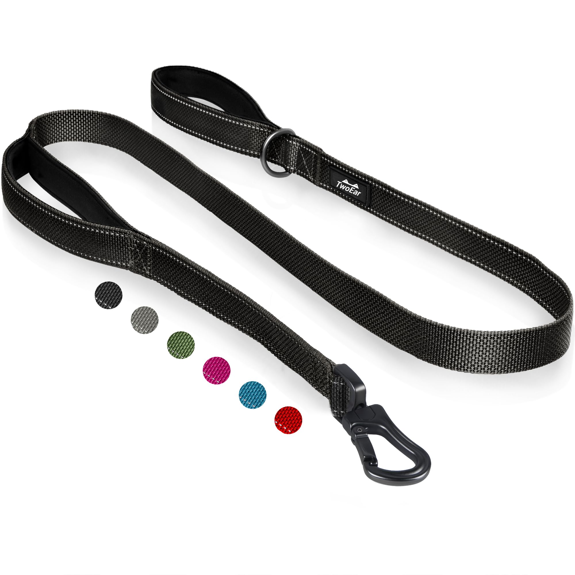 TwoEar 6FT leash with traffic handle provides close-range control during walks.