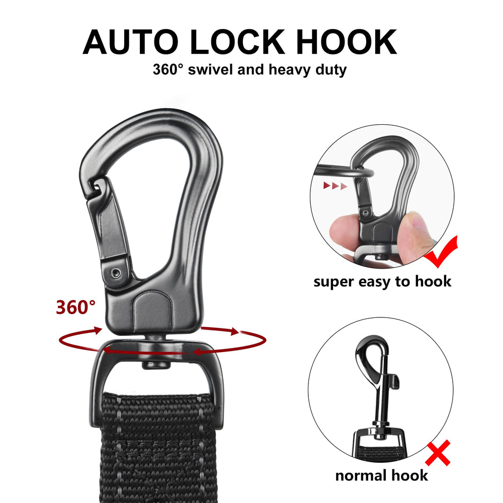 TwoEar auto-lock hook rotates 360° to prevent tangling during activity.