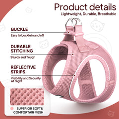 TwoEar correa gato rosa, visibilidad nocturna para paseos seguros.