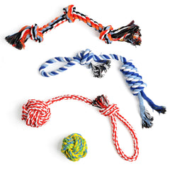 TwoEar dog rope toy 4-pack tug — durable, ideal for interactive bonding and exercise.