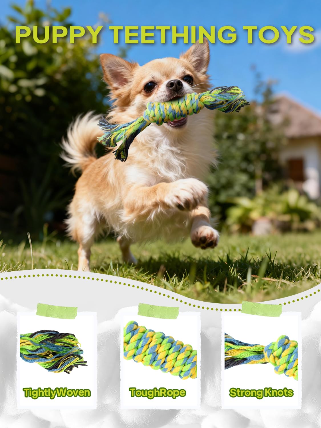 TwoEar dog rope toy 9-pack different-thicknesses showcases varied grip for every dog.
