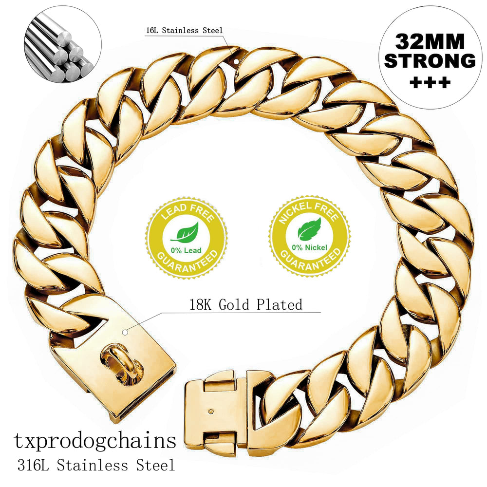 txprodogchains measuring guide illustrates collar fit for secure wear.