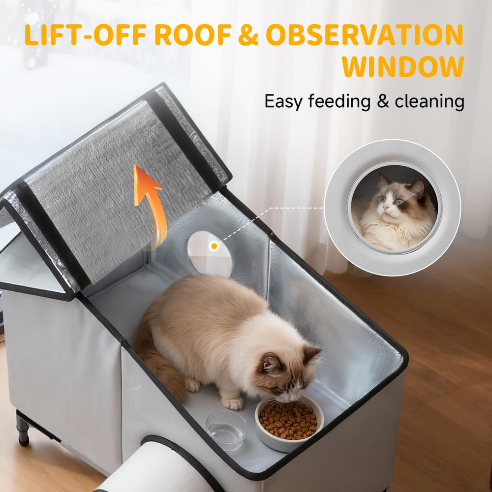 Txunocy easy-clean cat hut with Velcro fasteners for quick maintenance.