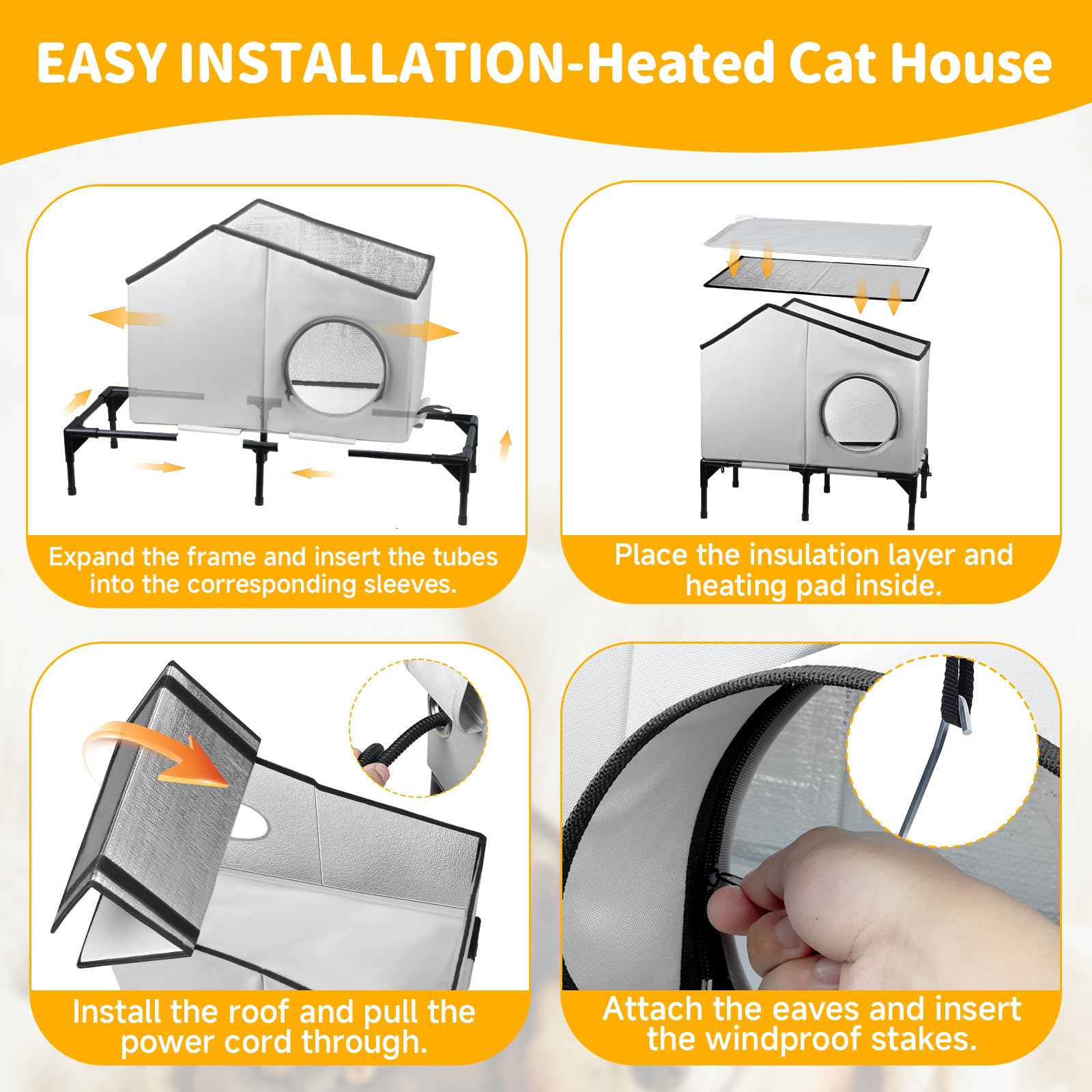 Txunocy outdoor cat house designed for feral and barn cats.