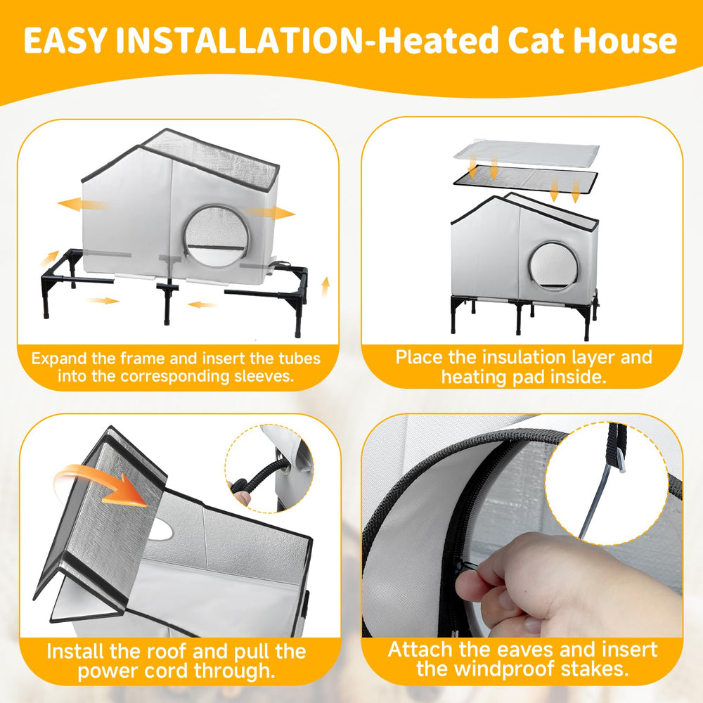 Txunocy outdoor cat house designed for feral and barn cats.