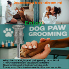 TXZGM dog-nail grooming with the diamond bit on multiple breeds.