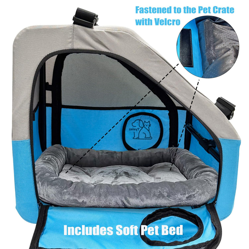 Tyalez crate with removable bed offers cozy comfort on journeys.