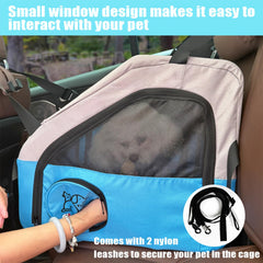Tyalez crate seatbelt strap demonstrates stable travel setup.