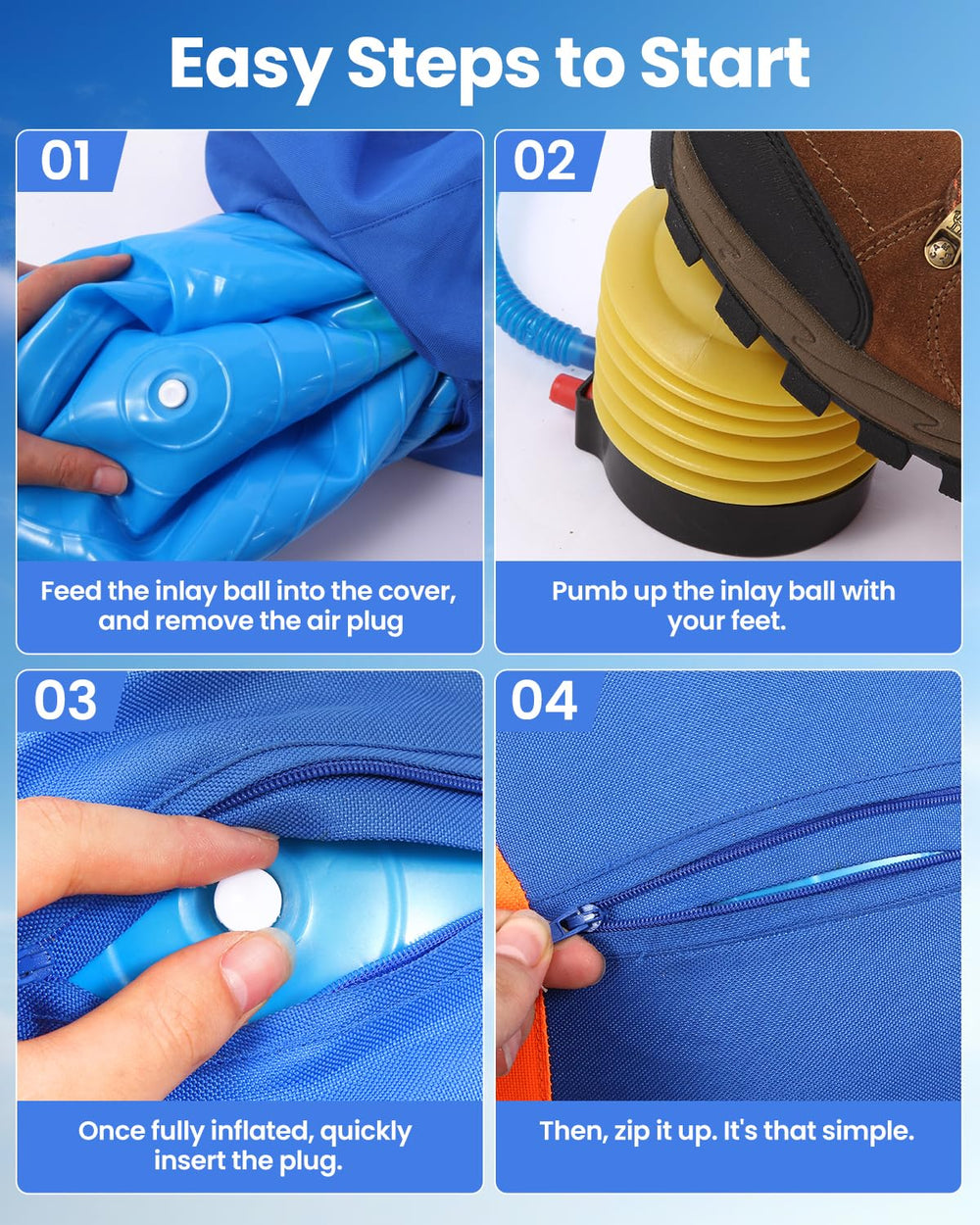 Tychesy Herding Ball includes a foot pump for quick inflation and setup.
