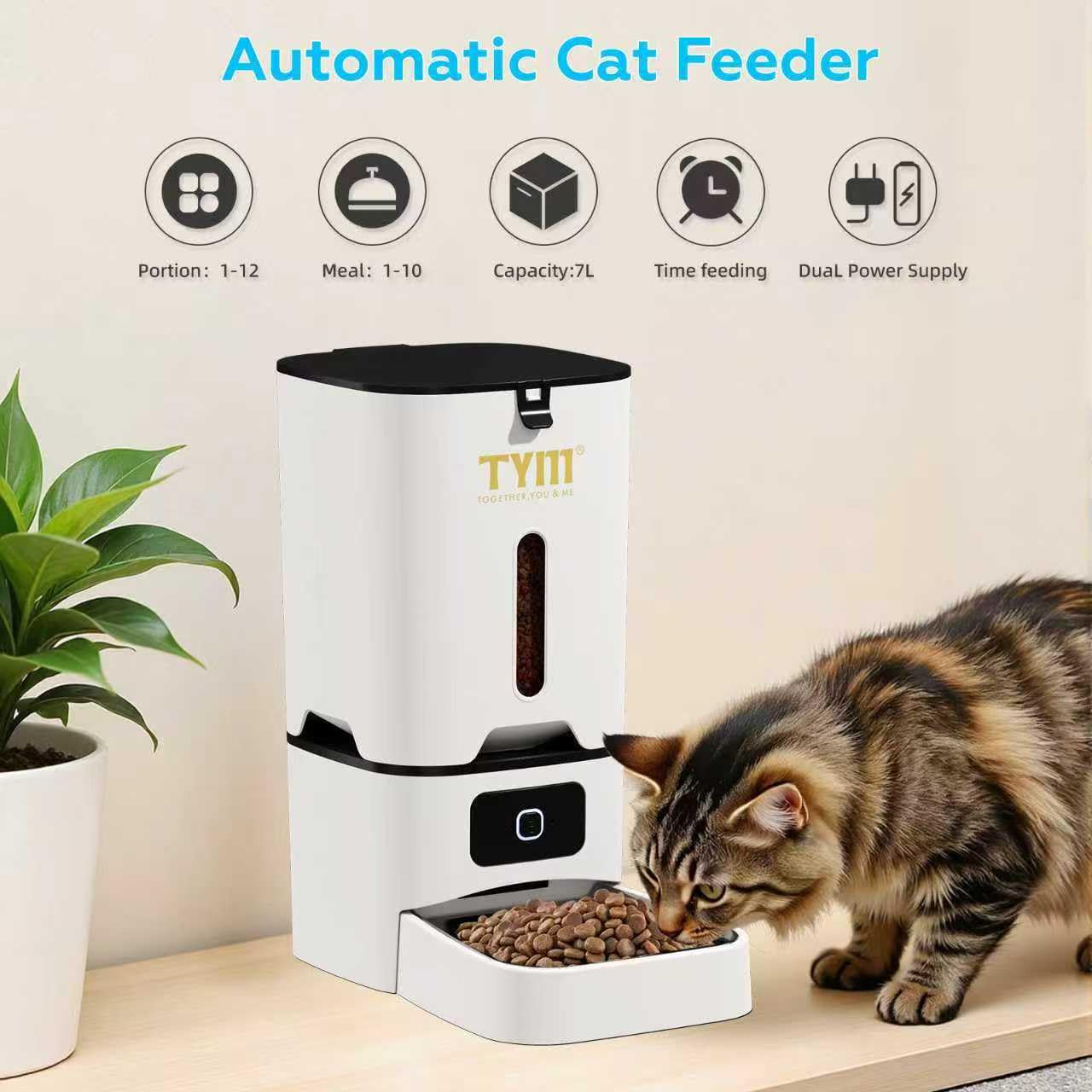TYM cat feeder app control screen for easy scheduling and portioning