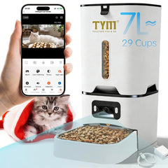 TYM automatic cat feeder front view for remote monitoring
