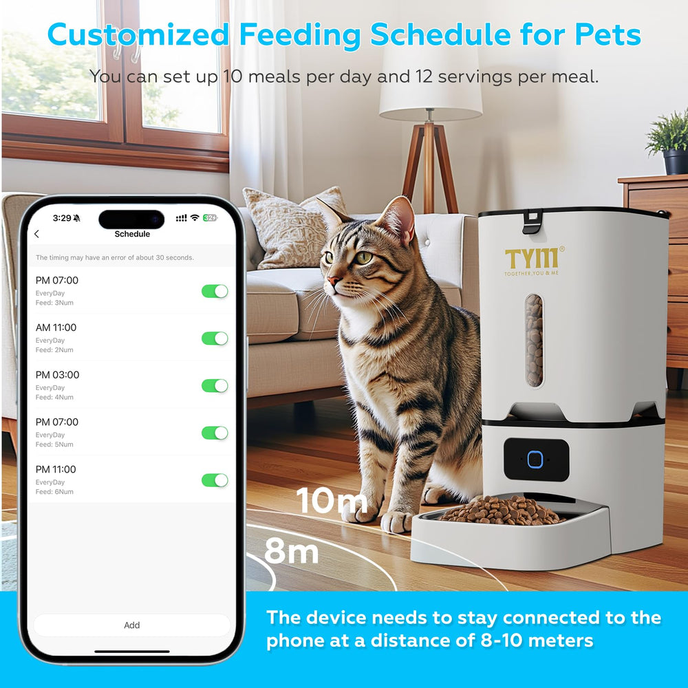 TYM feeder dual power setup with DC adapter and backup battery