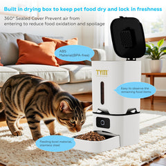TYM cat feeder in slow feeding mode for controlled portions