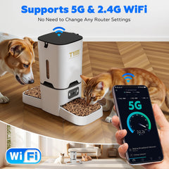 TYM feeder shown with WiFi remote control for app feeding