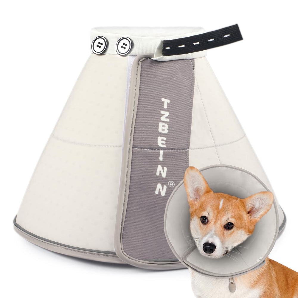 TZBEINN soft dog cone outer view shows durable fabric for recovery comfort