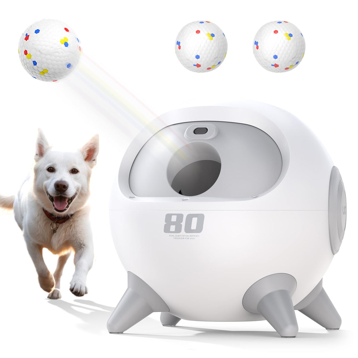 uahpet automatic ball launcher front view for easy backyard fetch sessions