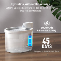 uahpet cat water fountain sensor mode activates a gentle flow for drinking.