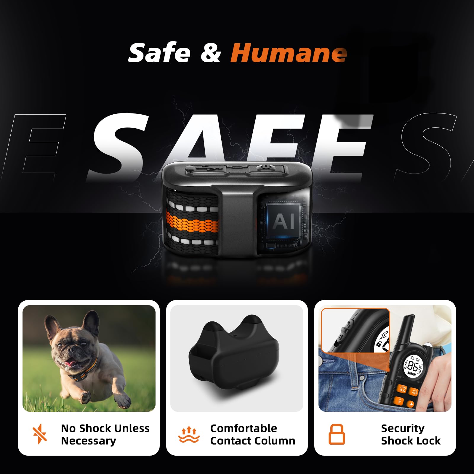 UbaNinva tiniest dog shock collar long-lasting battery life indicator and charge