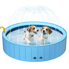 UCCY 2-in-1 foldable dog pool with sprinkler mode for cooling large dogs outdoors.