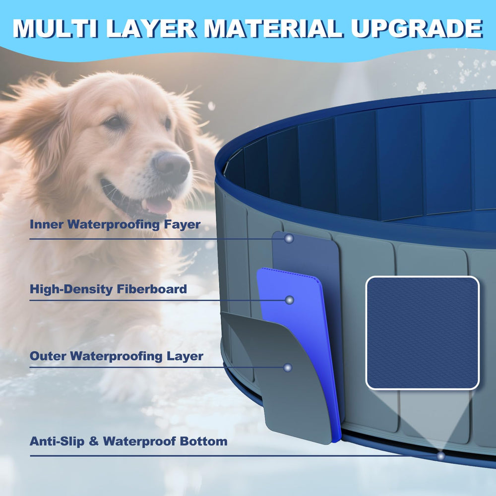 UCCY dog pool drain valve feature aids fast water drainage after baths.