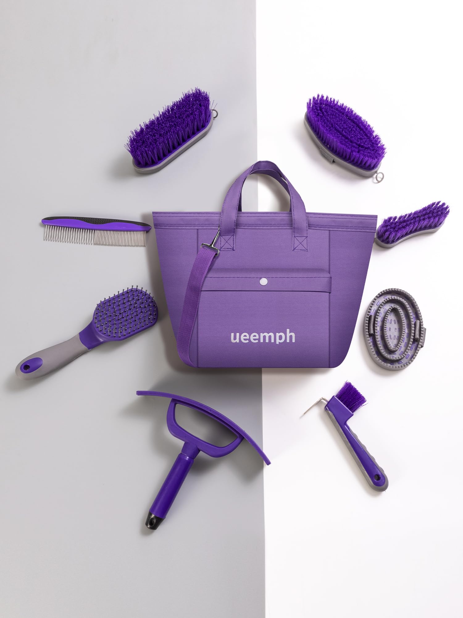 Ueemph horse grooming kit soft finishing brush for a polished coat.