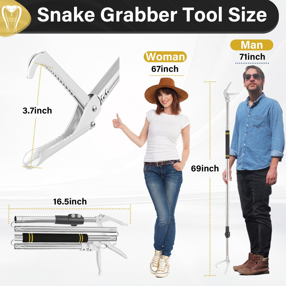 UEGHNS snake grabber tool jaws wide opening for secure grip from 1.4 to 3.7 inches.