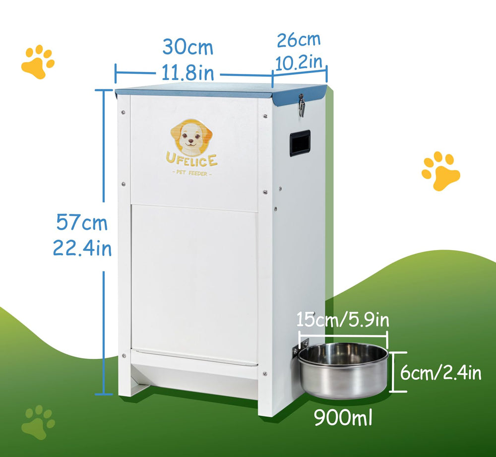 UFelice dog feeder gravity-magnetic-door keeps kibble secure and pests out.