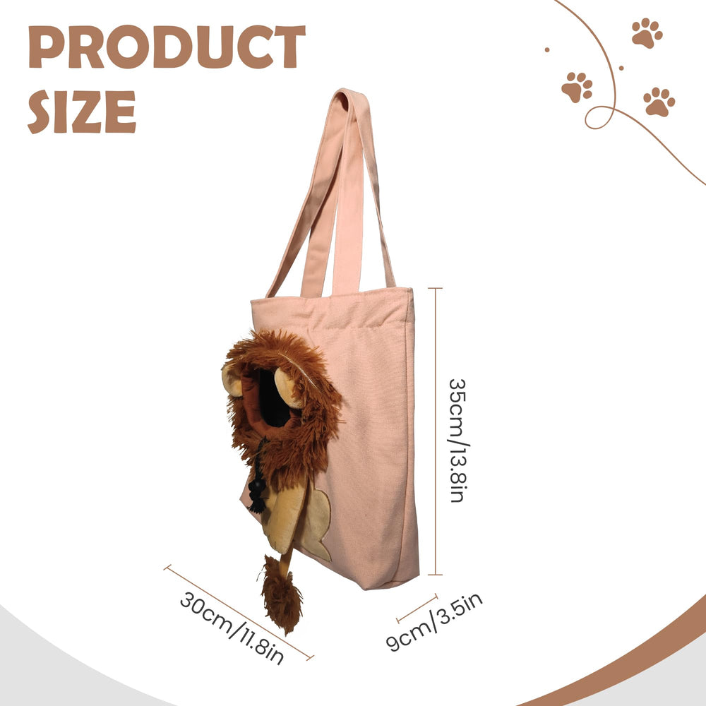 UFRITAN LionPet canvas bag side view highlighting safe, breathable carrier for tiny pets.