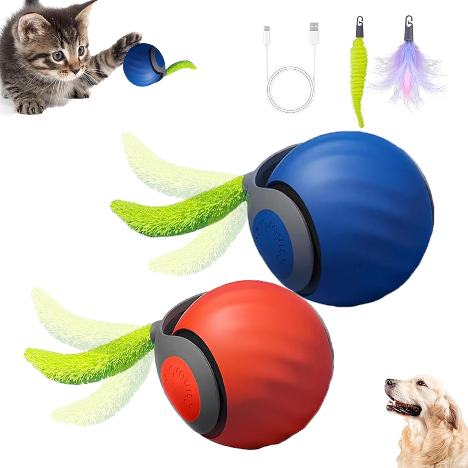 ugdurwp Speedy 2.0 tail ball blue engages indoor cats