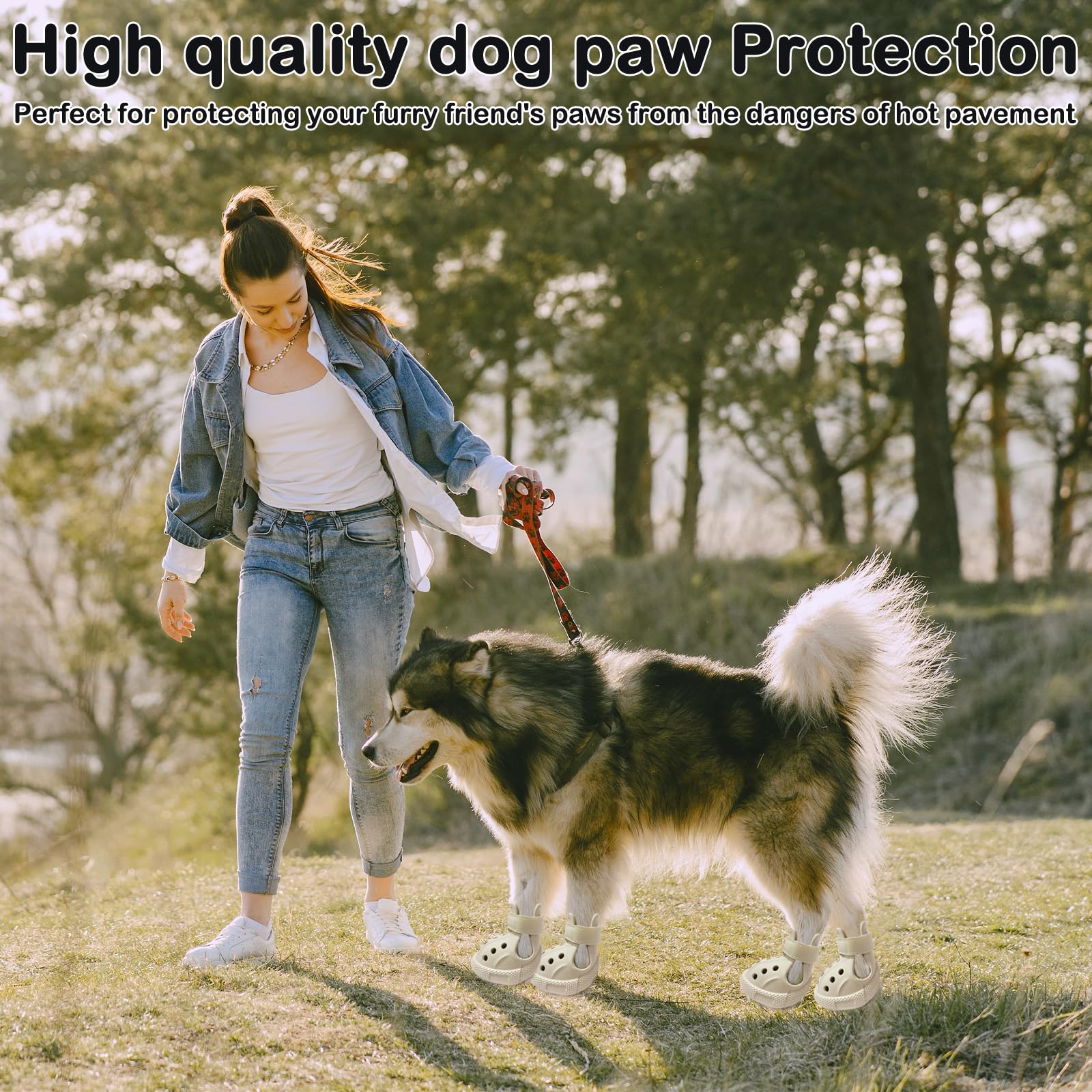 UGRASEA dog boots reflective-straps-night enhance visibility and safety.