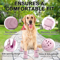 UGRASEA dog shoes pink side view highlighting adjustable fit