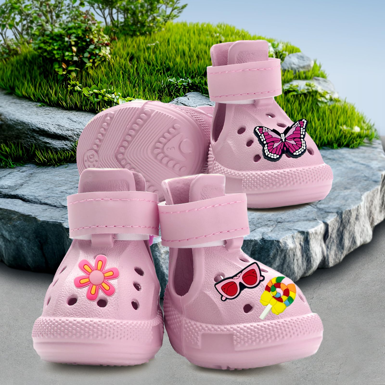 UGRASEA dog shoes pink sole area displaying non-slip traction
