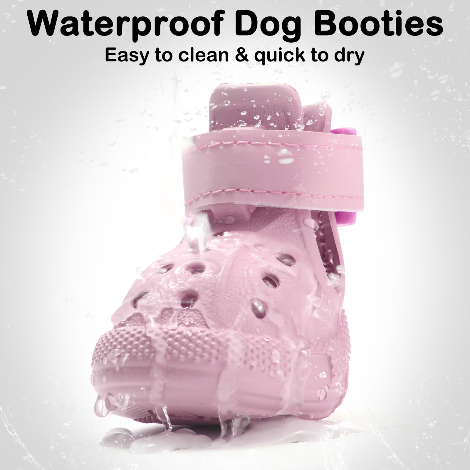 UGRASEA dog shoes pink close-up of Velcro strap and perforations