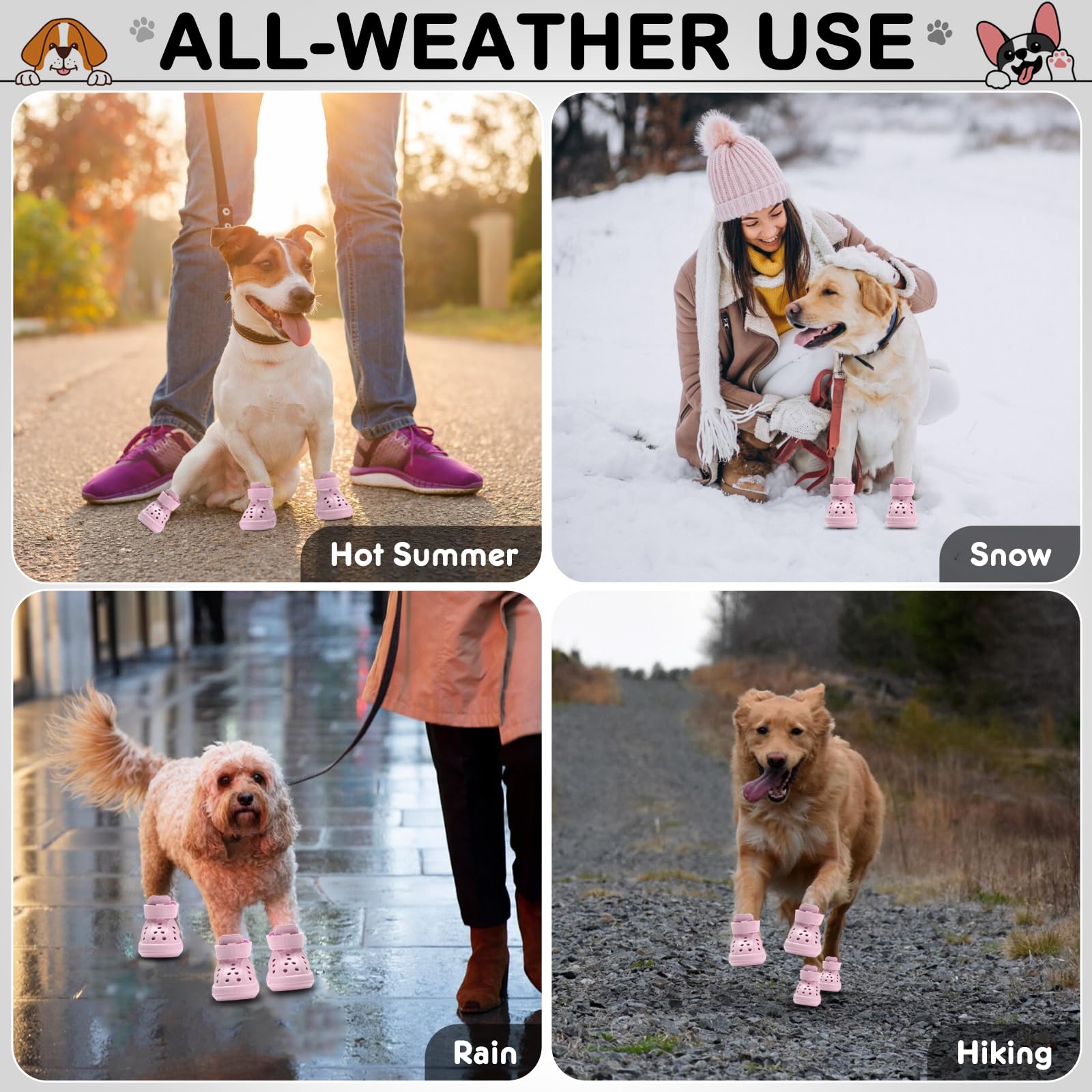 UGRASEA dog shoes pink waterproof breathable fabric during use