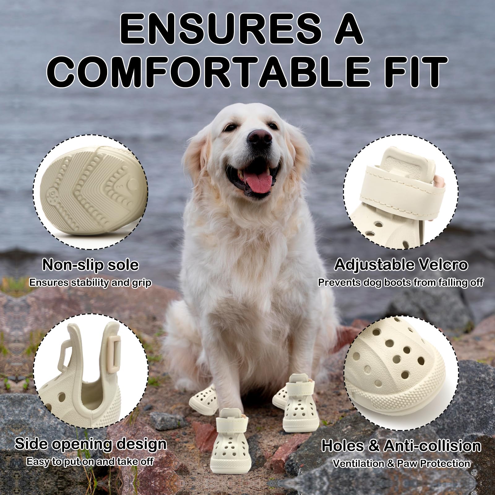 UGRASEA dog shoes waterproof breathable material ideal for rain and mud